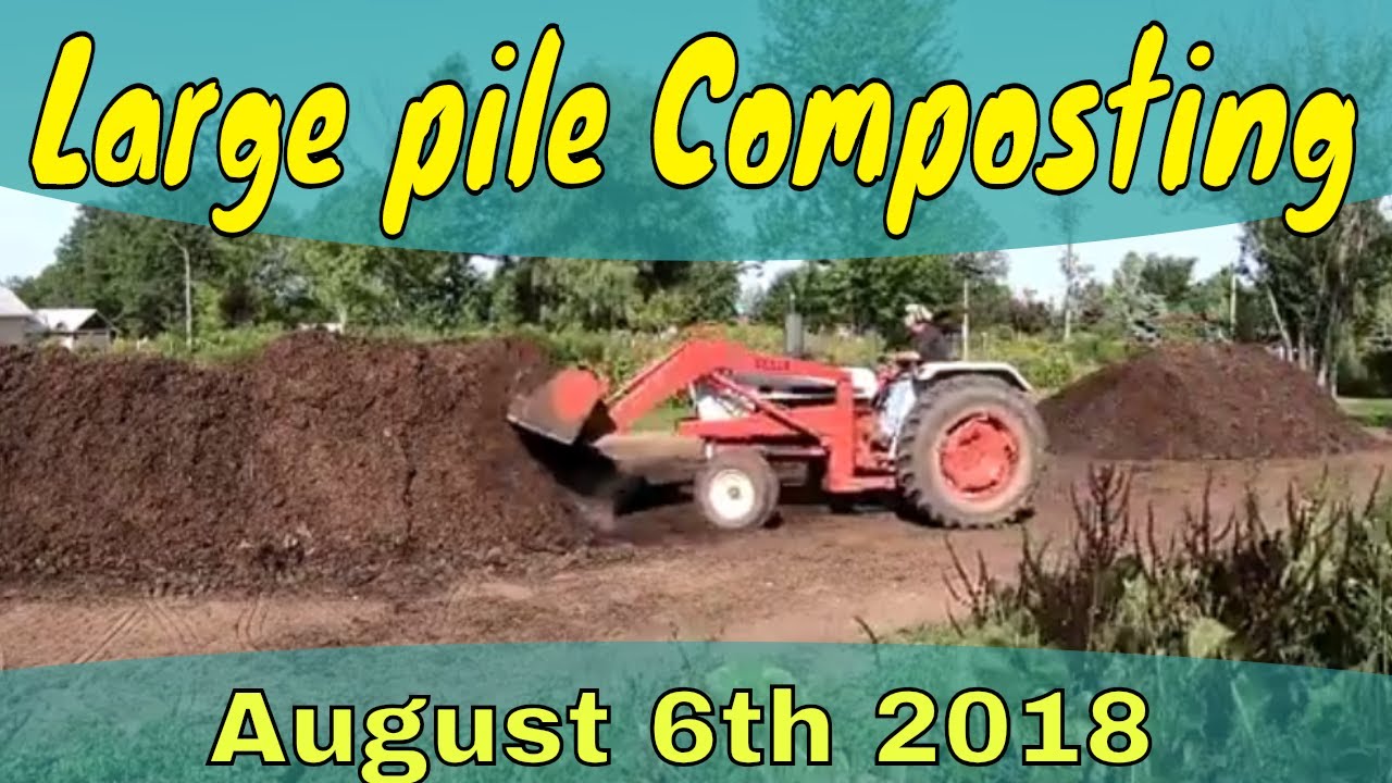 Turning our Large Compost pile August 6th, 2018