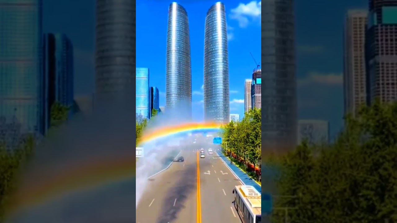Trucks Spraying Rainbow on the Street #rainbow #truckdriver #trucks #strengthtraining #streetdrive
