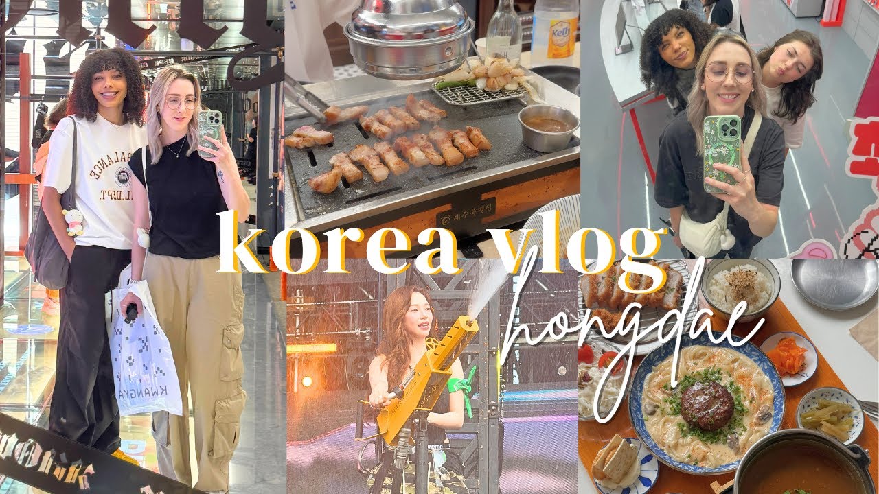 FIRST TIME IN KOREA | staying in hongdae, kwangya, waterbomb, inkigayo, kbbq, & getting caricatures