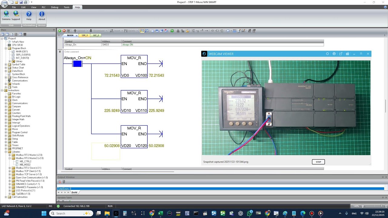 Modbus Master menggunakan STEP 7-MicroWIN SMART,Power Meter PM 5500 dan PLC Huceen.