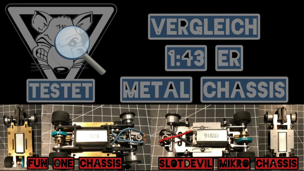 1:43 Vergleich Metal Chassis für Slotcars  (Slotdevil Mikro Chassis / Fun One Chassis)