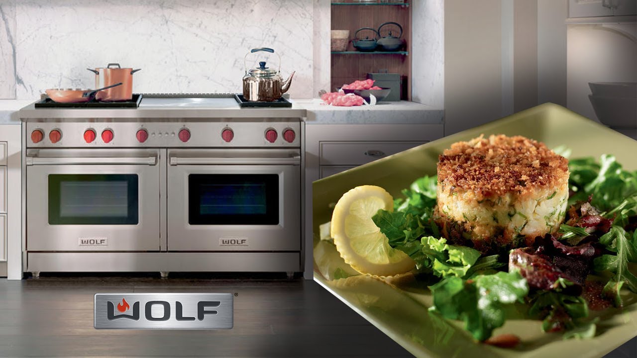 Wolf Gas Range/Griddle/Oven/Convection - CRAB CAKES demonstration