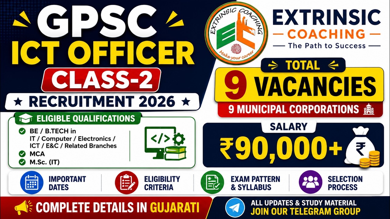 GPSC ICT Officer Recruitment 2026 | 9 Vacancies | Eligibility, Salary ₹85,000+ & Exam Pattern