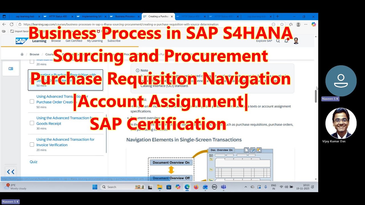 SAP MM S4HANA|Business Process in SAP S4HANA Sourcing Procurement| Purchase Requisition Advance|