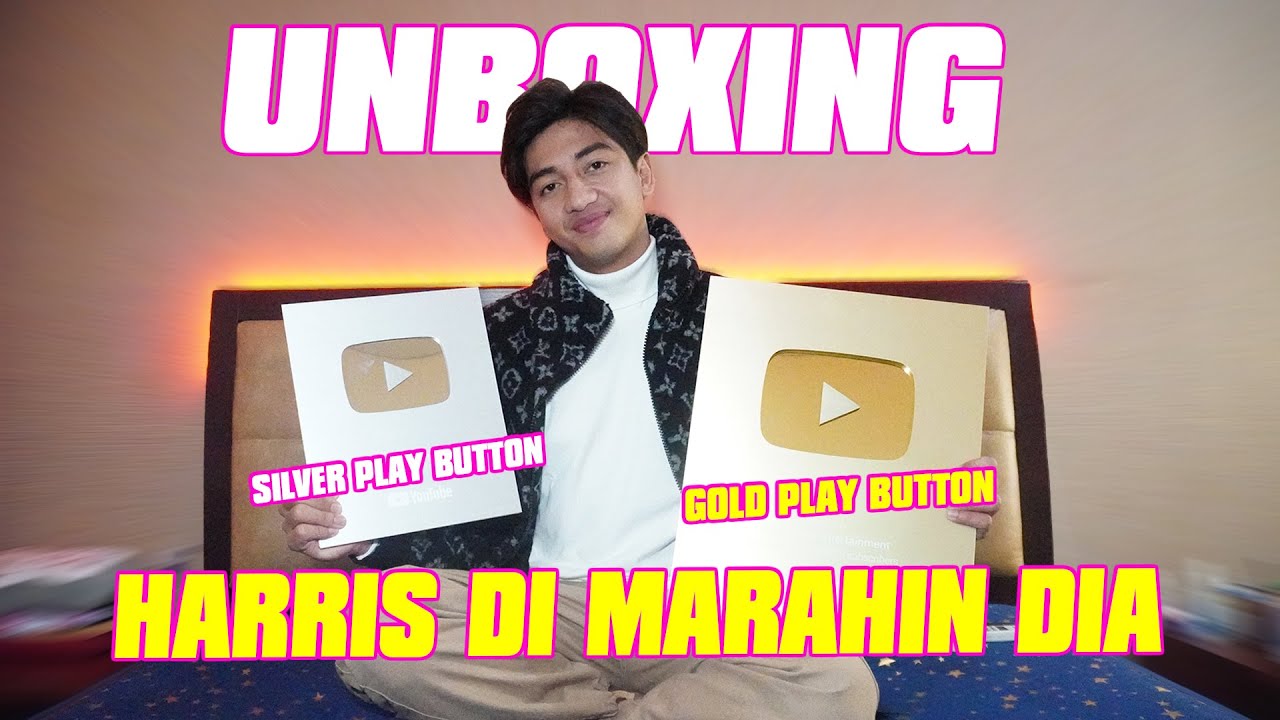 UNBOXING GOLD PLAY BUTTON & SILVER PLAY BUTTON HARRIS DI MARAHIN DIA...???