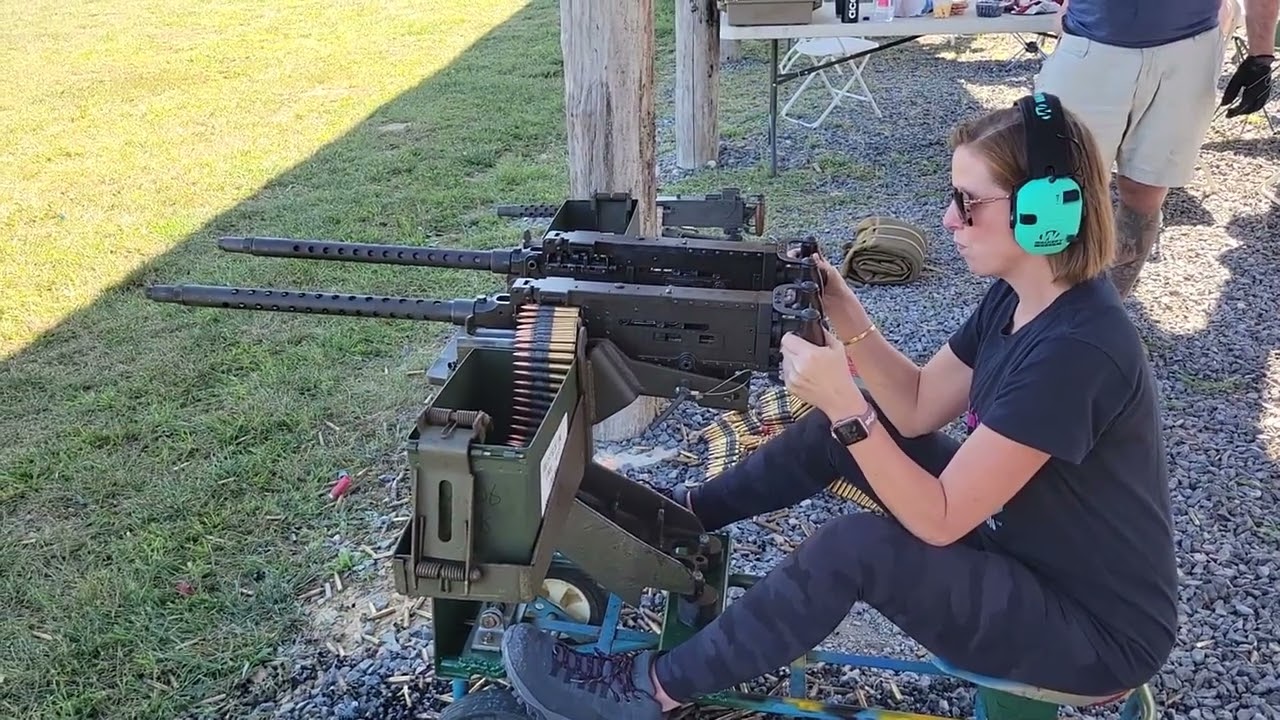 My girl on the Dual ANM2's at the range!  #guns #machinegun #ww2 #gunrange