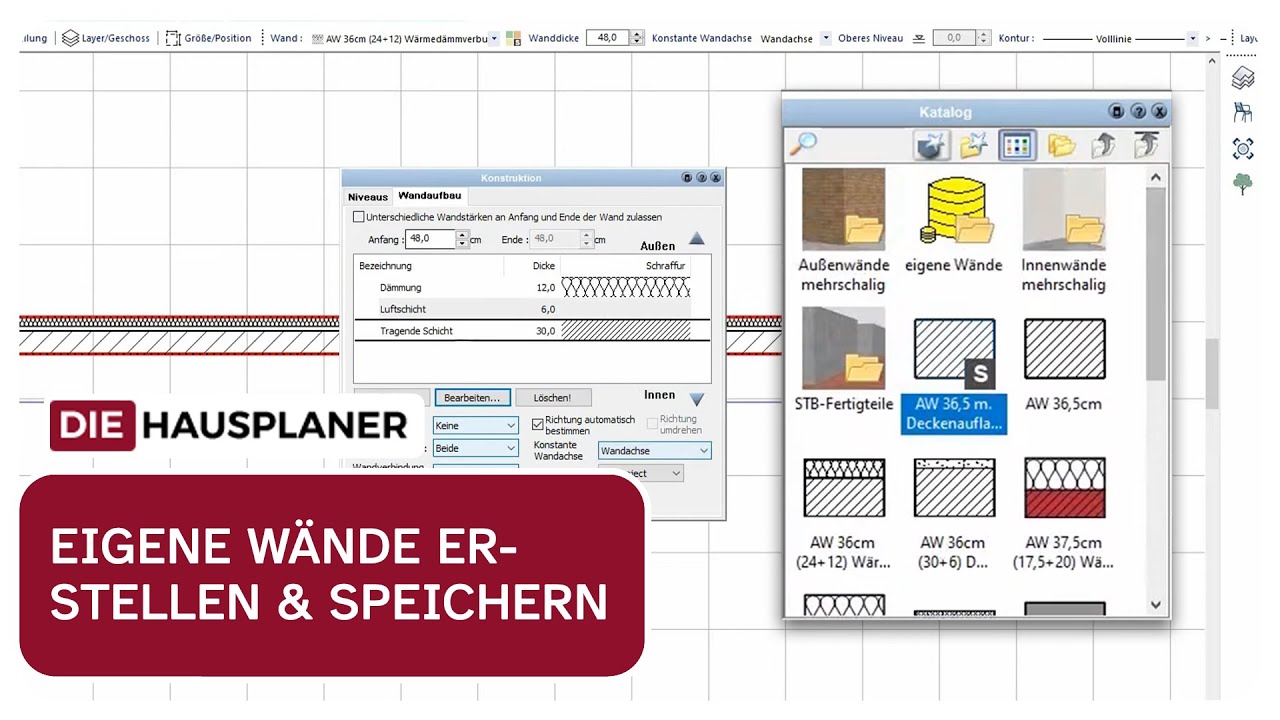 Eigene Wände erstellen und abspeichern
