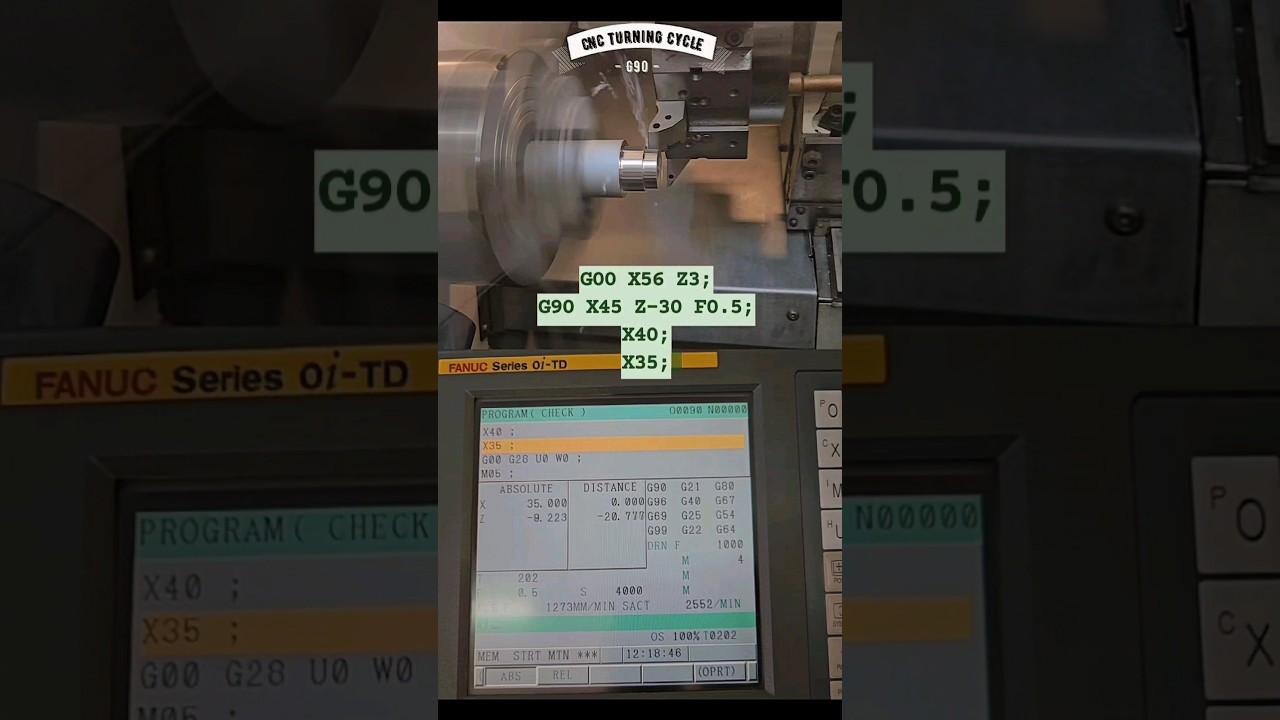 Cylindrical turning on a CNC lathe with G90 code, CNC TURNING , G90 code, CNC turning with G90 code