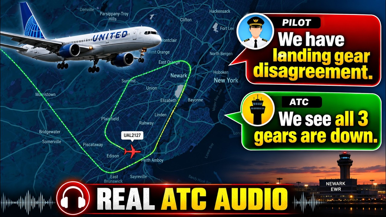 United 2127 Goes Around After Landing Gear Disagreement! Tower Spots All 3 Gear Down| Real ATC Audio