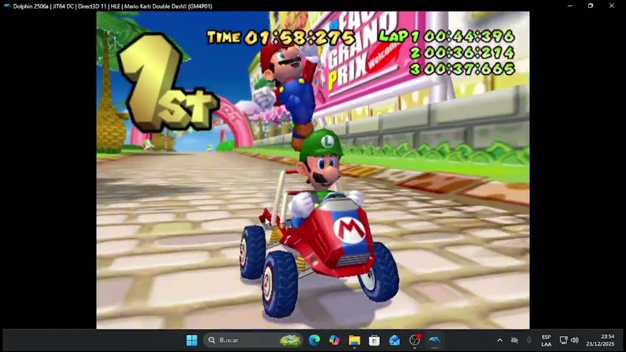 jugando al mario kart double dash