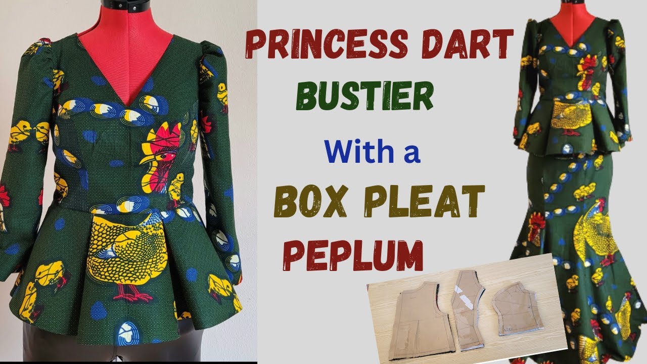 ✂️HOW TO SEW A PRINCESS BUSTIER BOX PLEATED PEPLUM TOP//PLEATS CALCULATION EASIEST METHOD