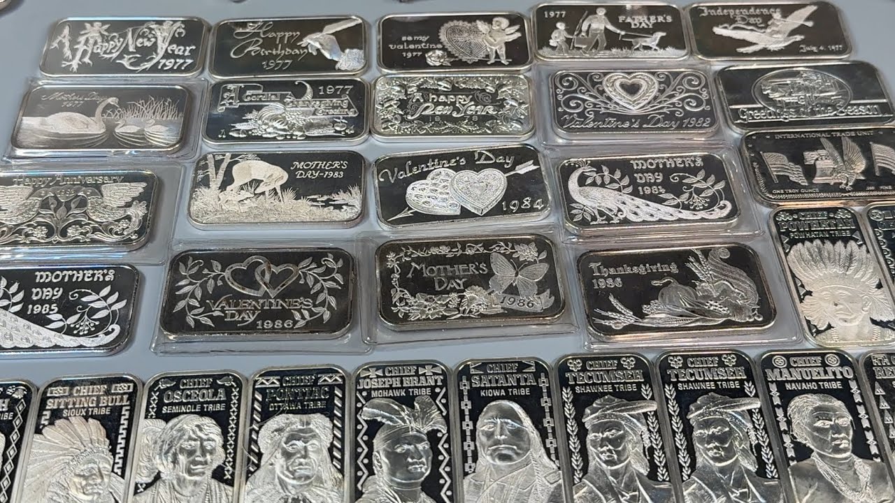 Винтажные серебряные слитки весом в 1 унцию &mdash; Madison Mint, Silver Mint и другие &mdash; добавлено 25,6...