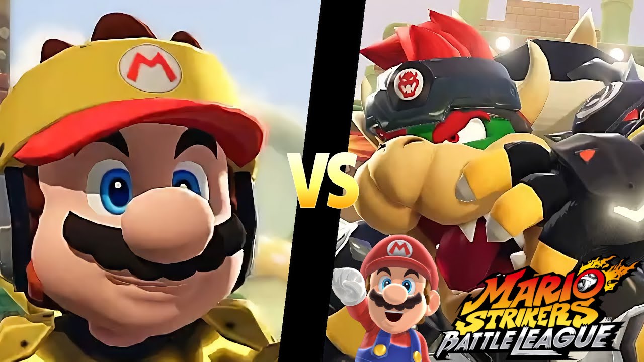 Mario Strikers Battle League Team Mario vs Team Bowser in Mushroom Hill
