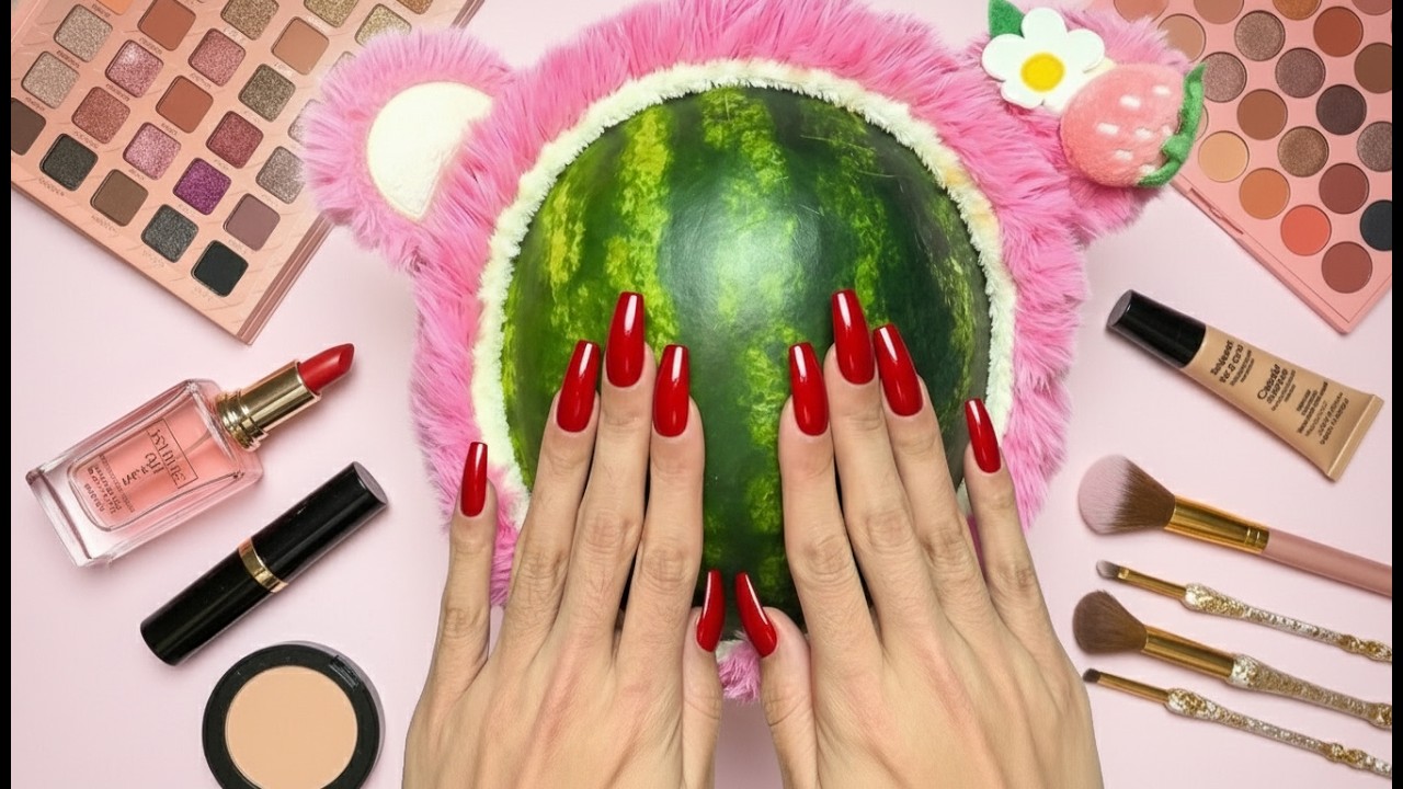 ASMR Makeup on Watermelon 🍉 ( No Talking)