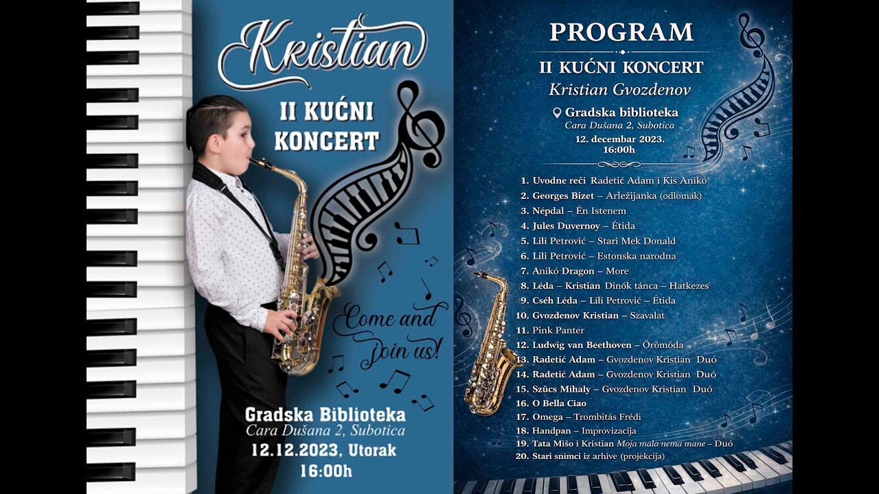 Kristian Gvozdenov (Age 8) –  Saxophone, Piano, Voice & Handpan | Home Concert No. 2