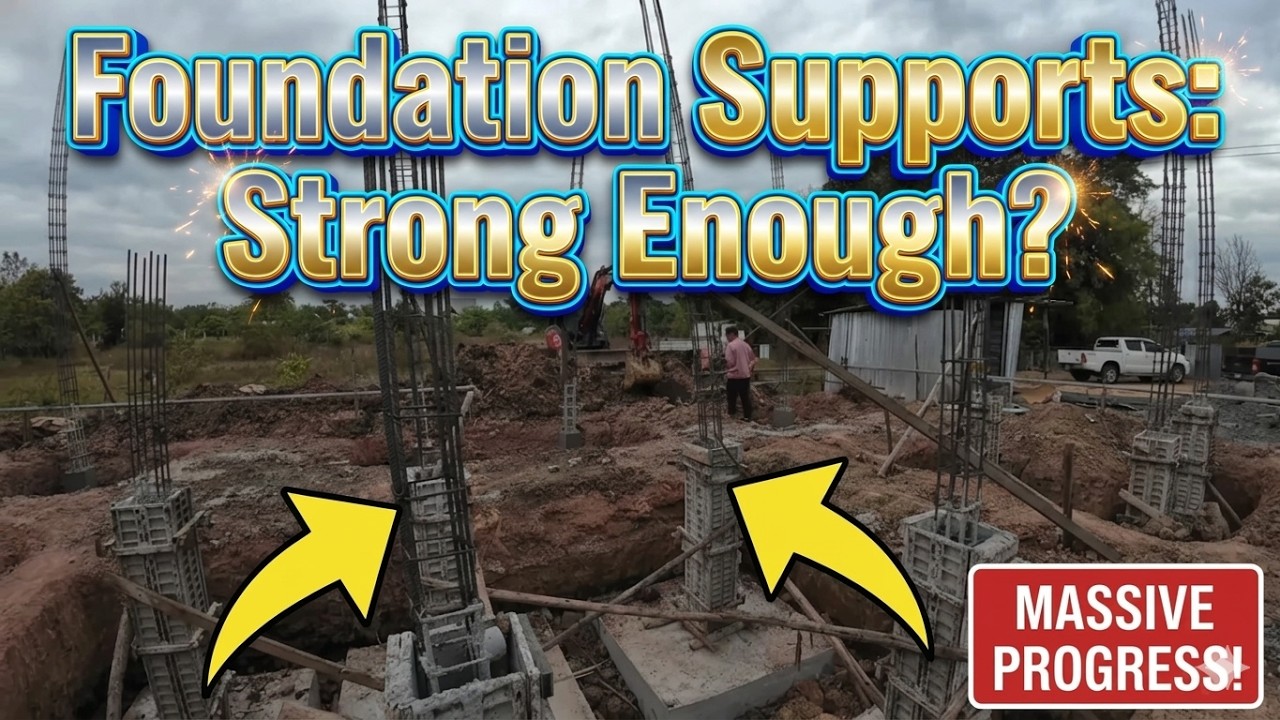 Are These Strong Enough? 🏗️ Thailand House Build Foundation Supports!