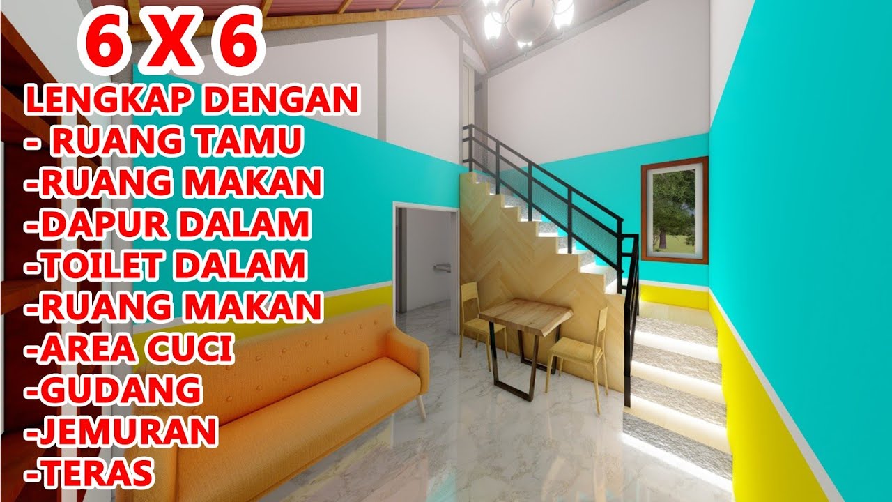 DESAIN RUMAH MINIMALIS 6X6 Super Lengkap || Solusi Lahan Sempit