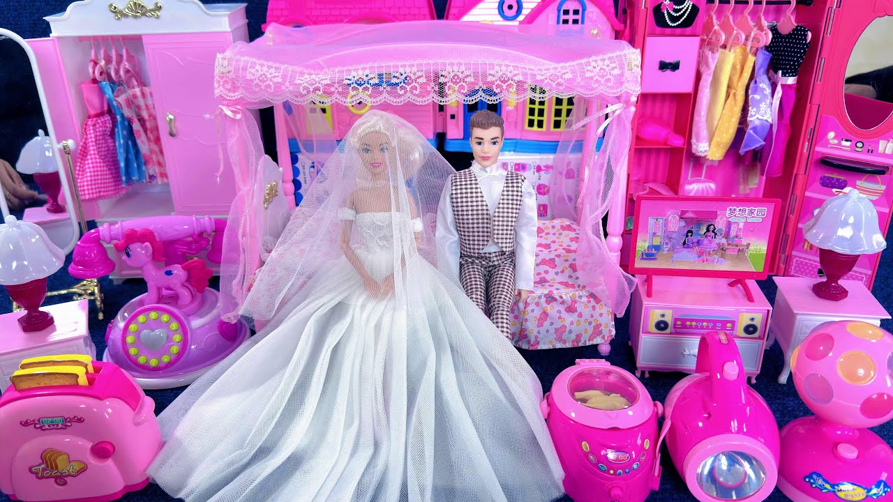 9 Minutes Satisfying with Unboxing Barbie Princess Bedroom Wardrobe Collection Toys Review | ASMR