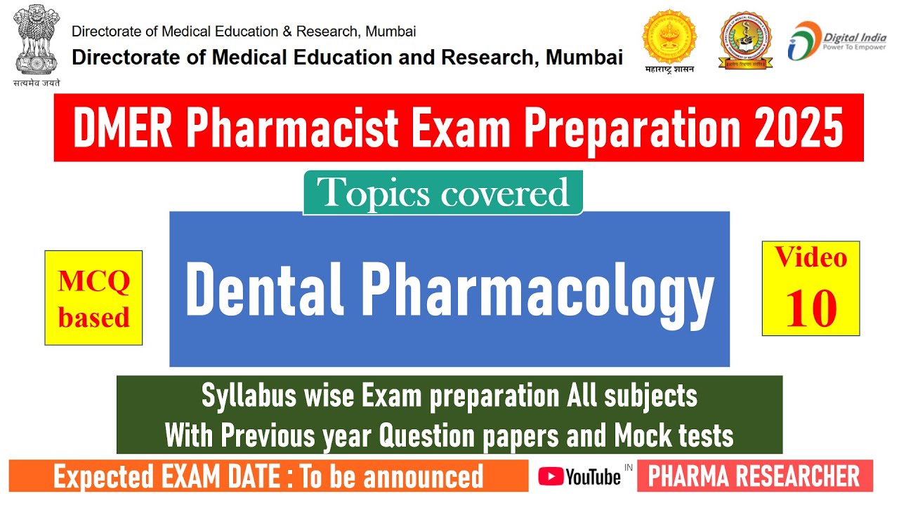 Dental Pharmacology II DMER Pharmacist Exam Preparation 2025 II Part 10 