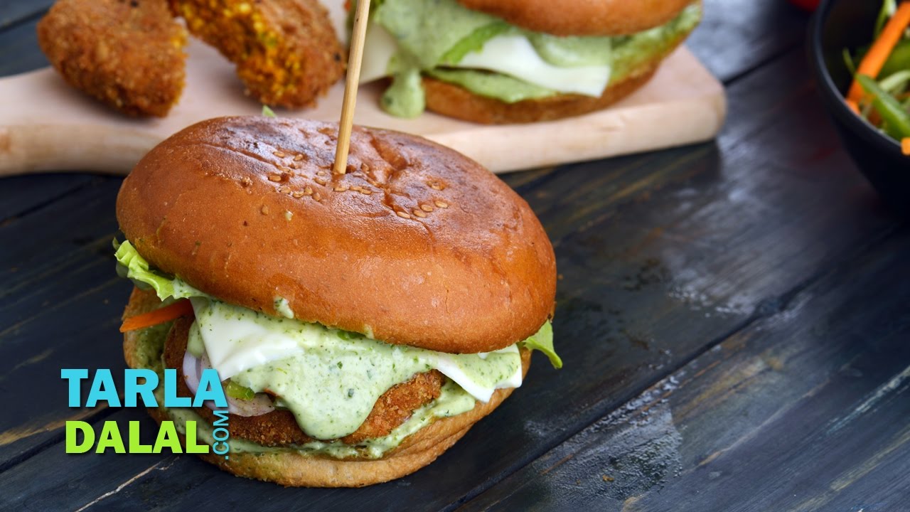 Spicy Paneer Burger, Veg by Tarla Dalal