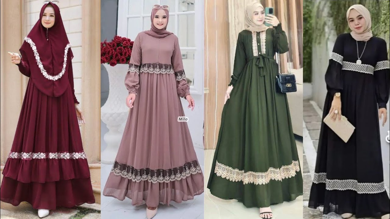 Model Gamis Wanita Kombinasi Renda Terbaru