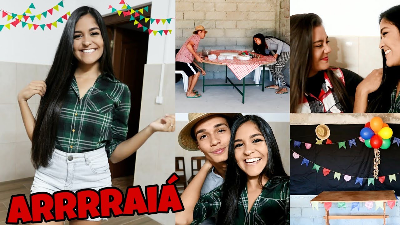 VLOG: FIZ UMA FESTA JUNINA NA MINHA CASA - Preparativos, comida e look, make e cabelo!