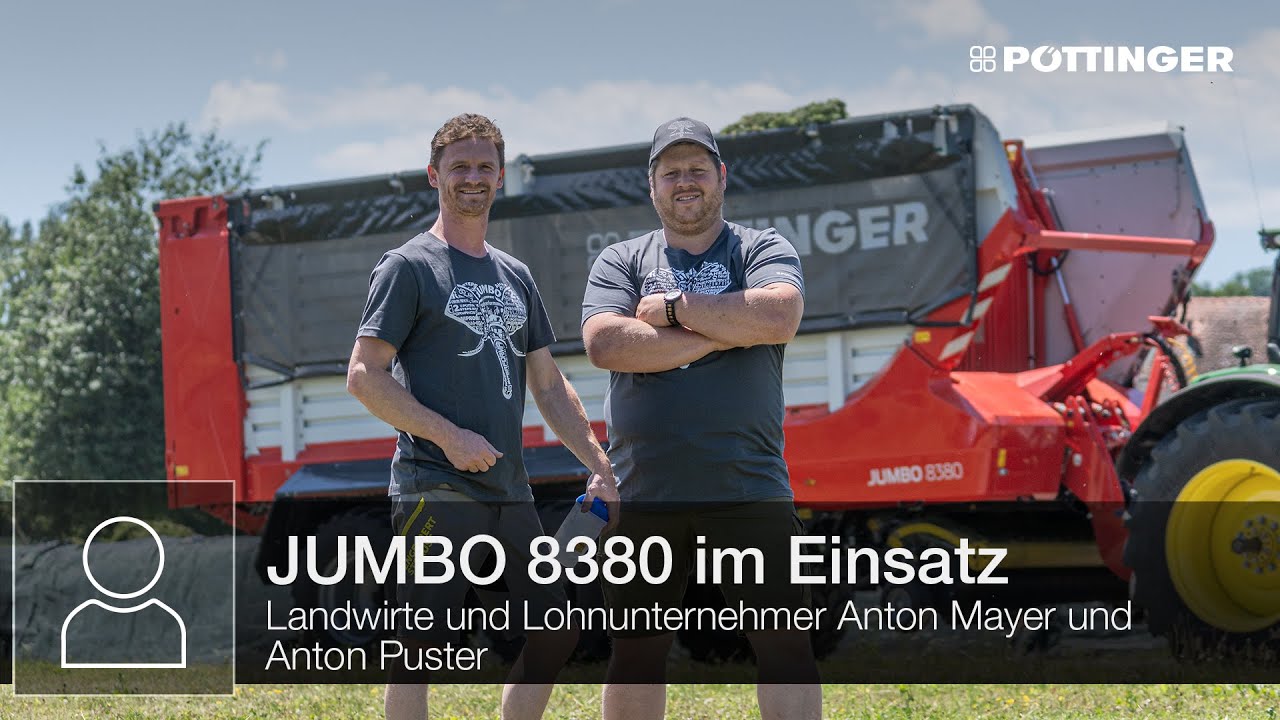 Landwirte und Lohnunternehmer Mayer und Puster zeigen JUMBO 8380 Ladewagen im Einsatz | PÖTTINGER