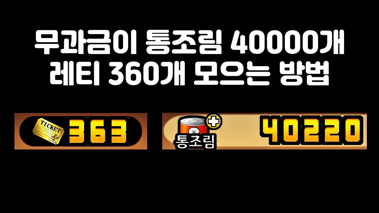 뉴비 필수 시청! 무과금이 알려주는 통조림 40000개 레티 360개 모으는 꿀팁 냥코대전쟁