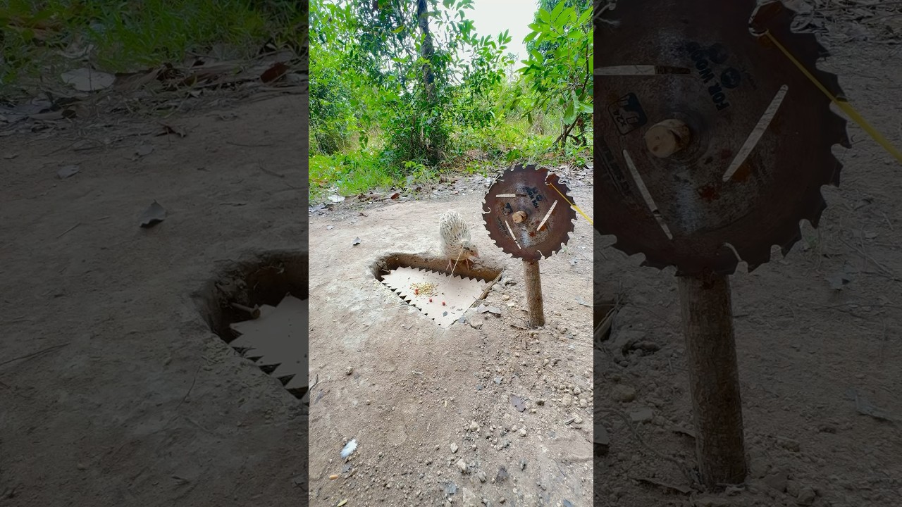Experiment bird trap using saw blade and cardboard #shorts #birds #trap #experiment