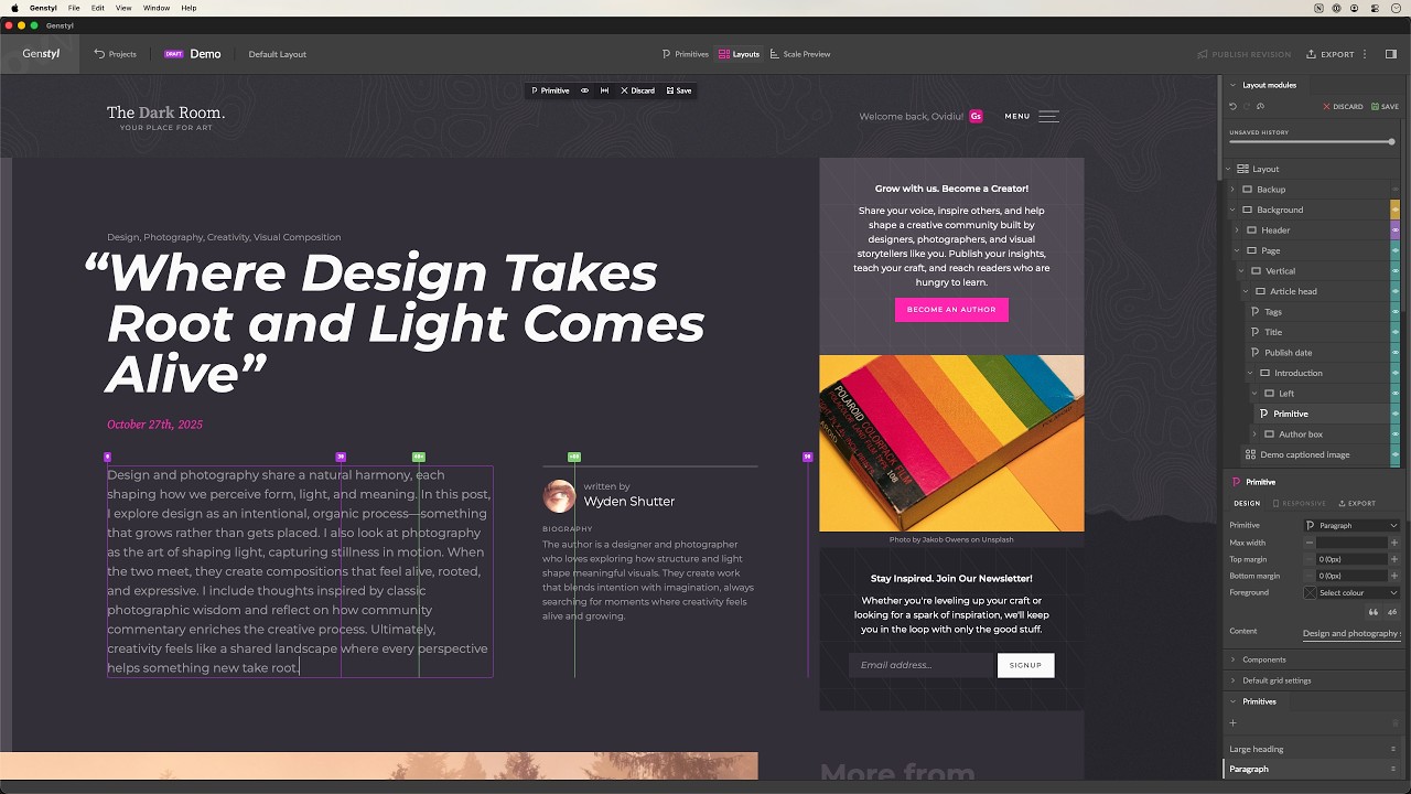 Genstyl — Design System tool | alpha demo reel