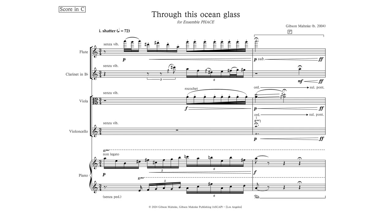 Gibson Mahnke - Through this ocean glass | for chamber ensemble