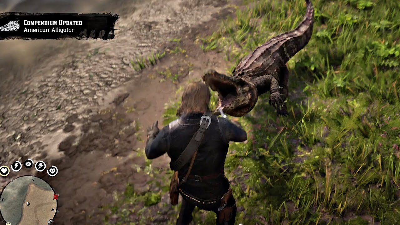 Red Dead Redemption - Battle vs Alligator & Getting BITTEN (PS4 Pro)