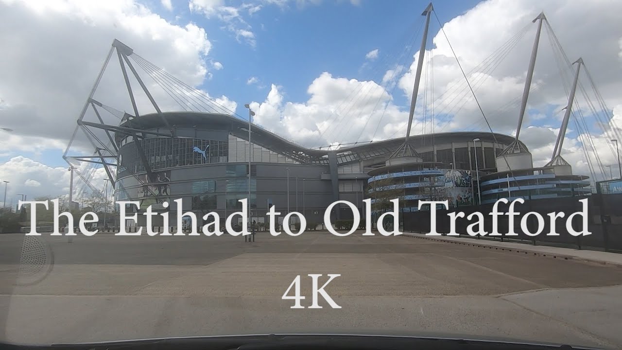 Driving The Etihad to Old Trafford. Manchester City to Manchester United. POV 4K