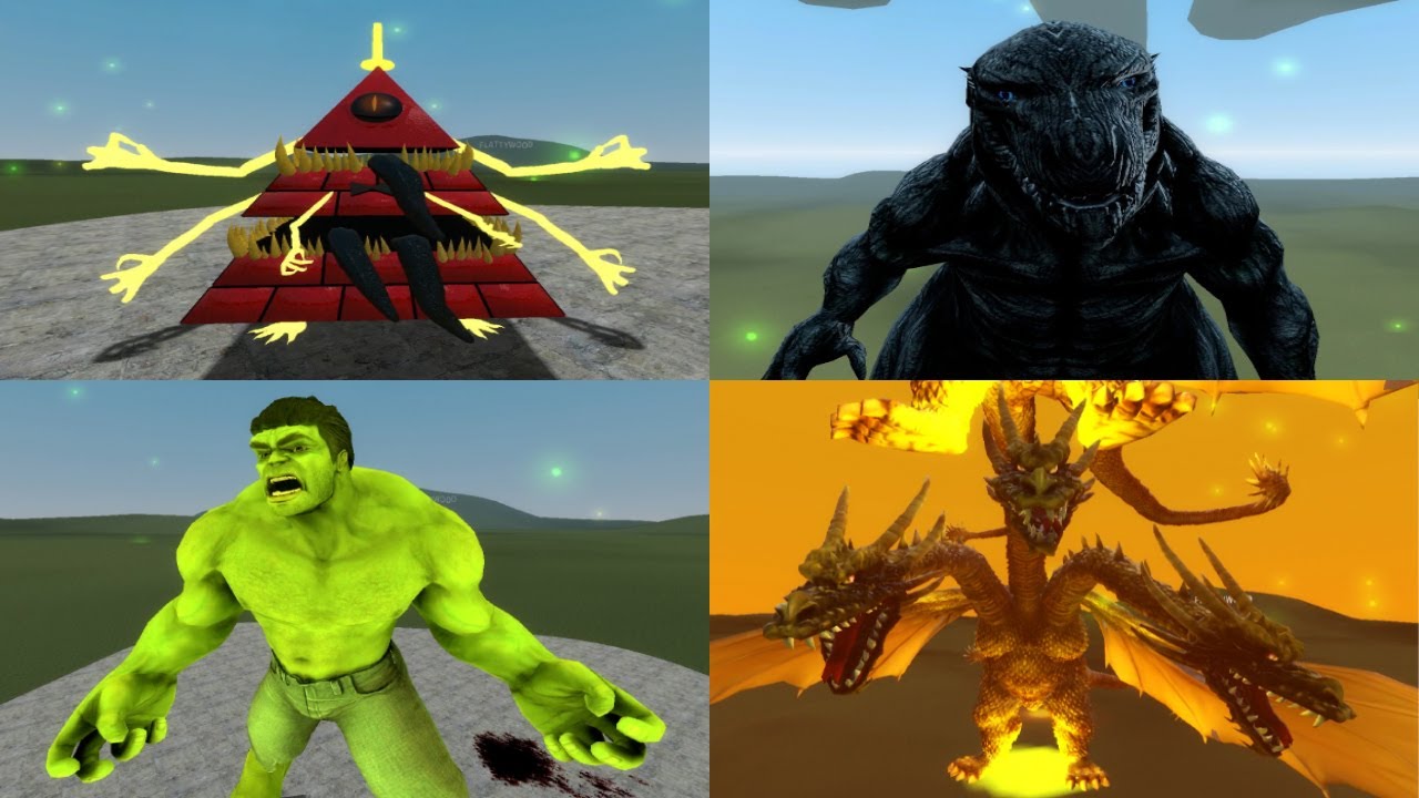 HULK VS GODZILLA EARTH VS KING GHIDORAH VS BILL CIPHER In Garry's Mod!