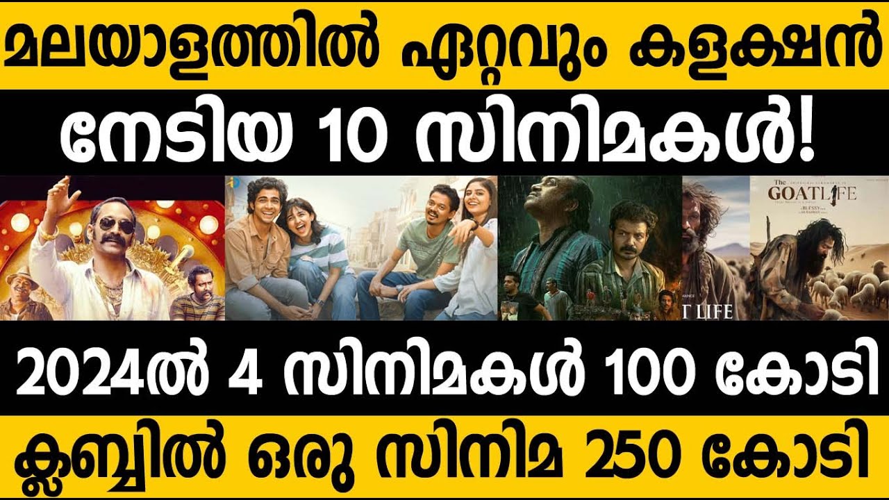 Top 10 Highest-Grossing Malayalam Movies|100 കോടി ക്ലബ്ബില്&zwj; മമ്മൂക്കയില്ല?? Movie collections India