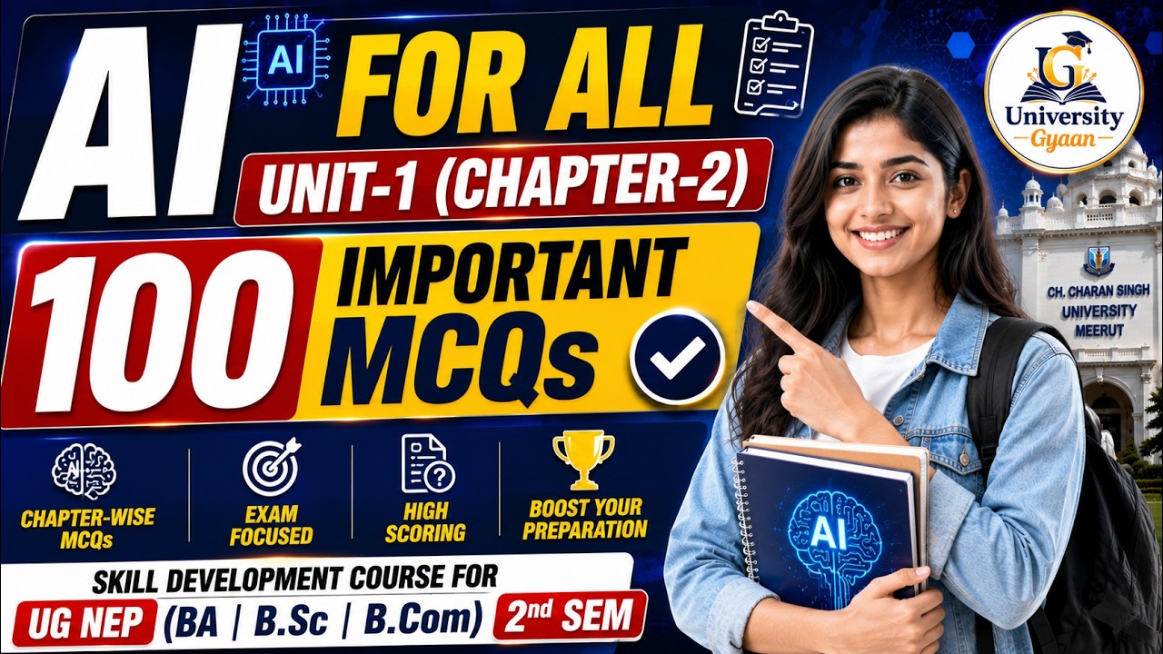 AI for ALL | Unit-1(Chapter-2) 100 Important MCQs with Answers | UG NEP BA B.Sc B.Com | 2nd Sem