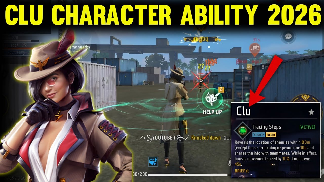 Clu Character Ability 2026 | Free Fire Clu Character Ability | Clu Character Free Fire