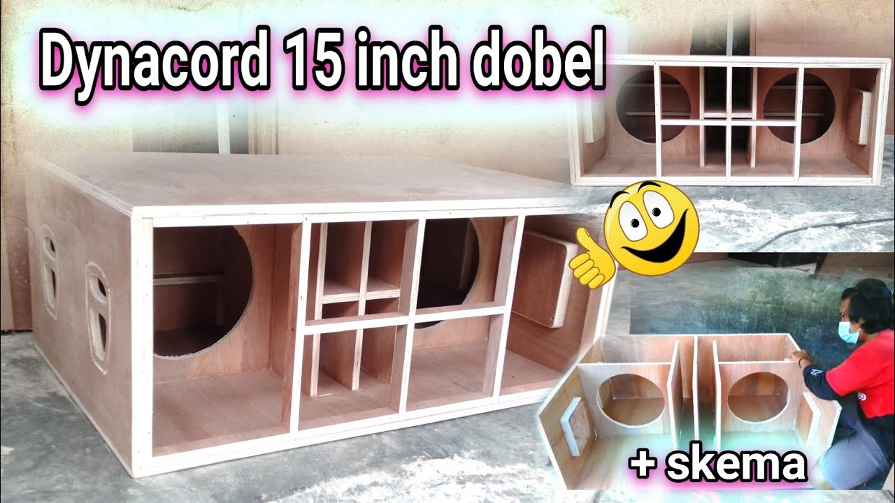 proses pembuatan box dynacord 15 inch dobel + skema