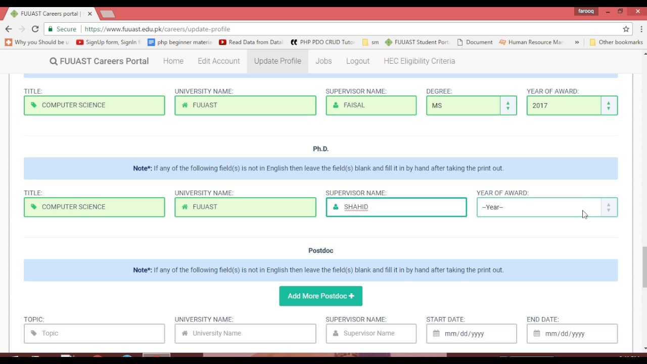 How to use FUUAST Job Portal