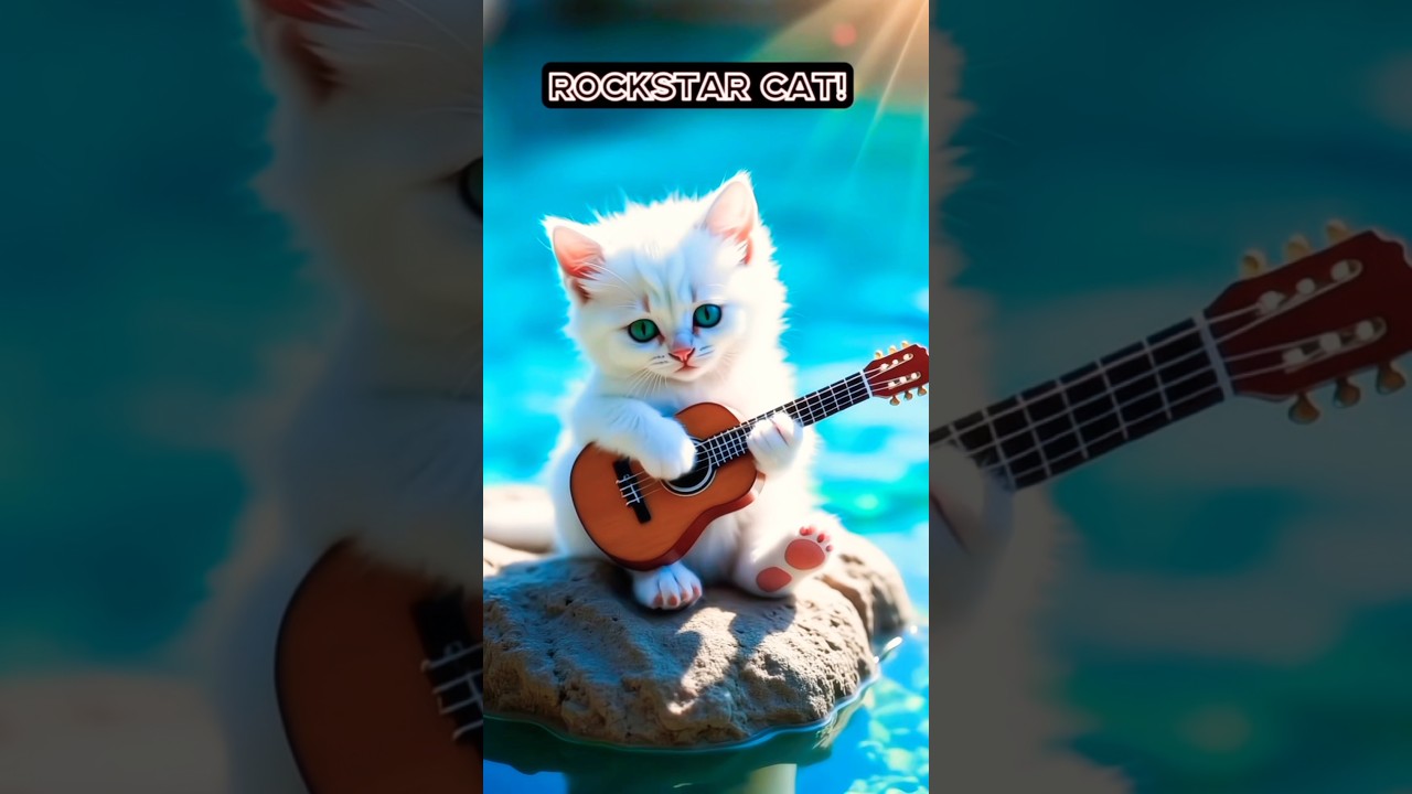 Unbelievable Cat Playing Guitar Like a Pro! #Shorts#cute #cat #guitarcat #playingguitar