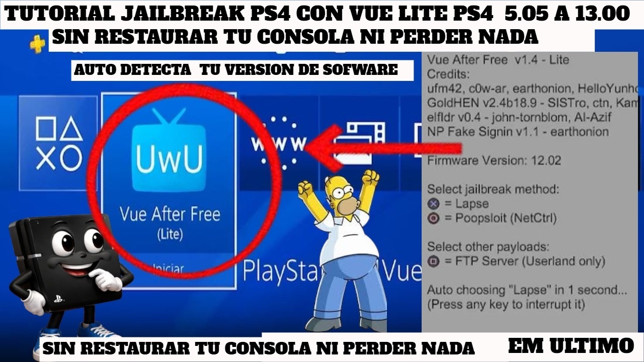 TUTORIAL JAILBREAK PS4 CON VUE LITE SIN RESTAURAR  5.05 A 13.00