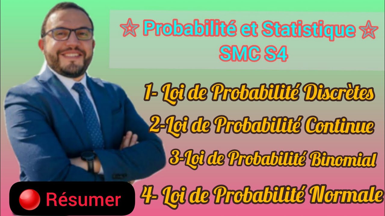Résumer🚨 Probabilité et Statistique SMC S4 🔥شرح شامل