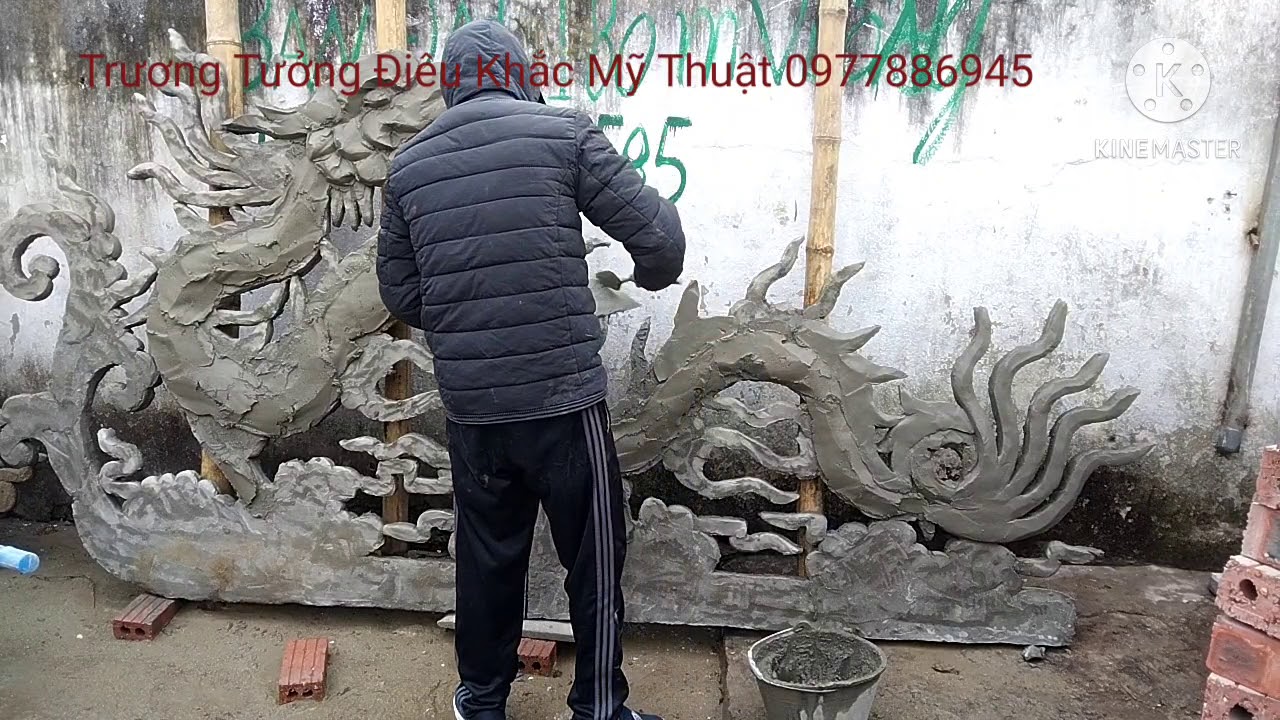 Đắp phù điêu. Rồng Đẳng cấp xi măng