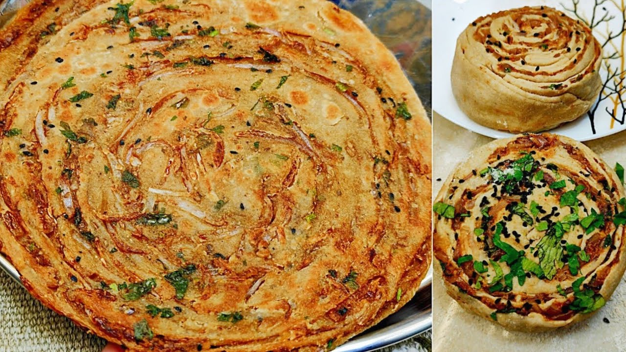 परतदार प्याज मिर्च का तीखा चटपटा लच्छा पराठा | Onion Chilli Paratha | Onion Laccha Paratha