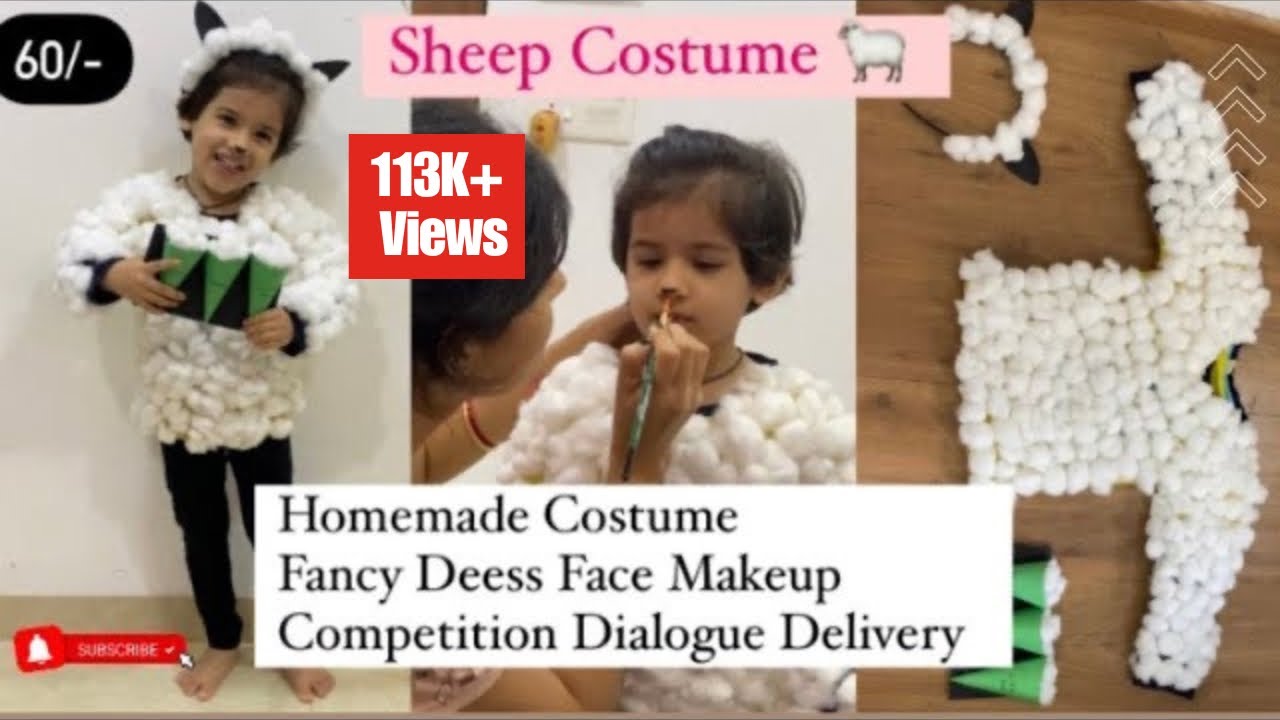 Animal Fancy Dress Nursery Kid,Makeup & Dialogue Delivery.DIY Sheep Costume. Farm animal #christmas
