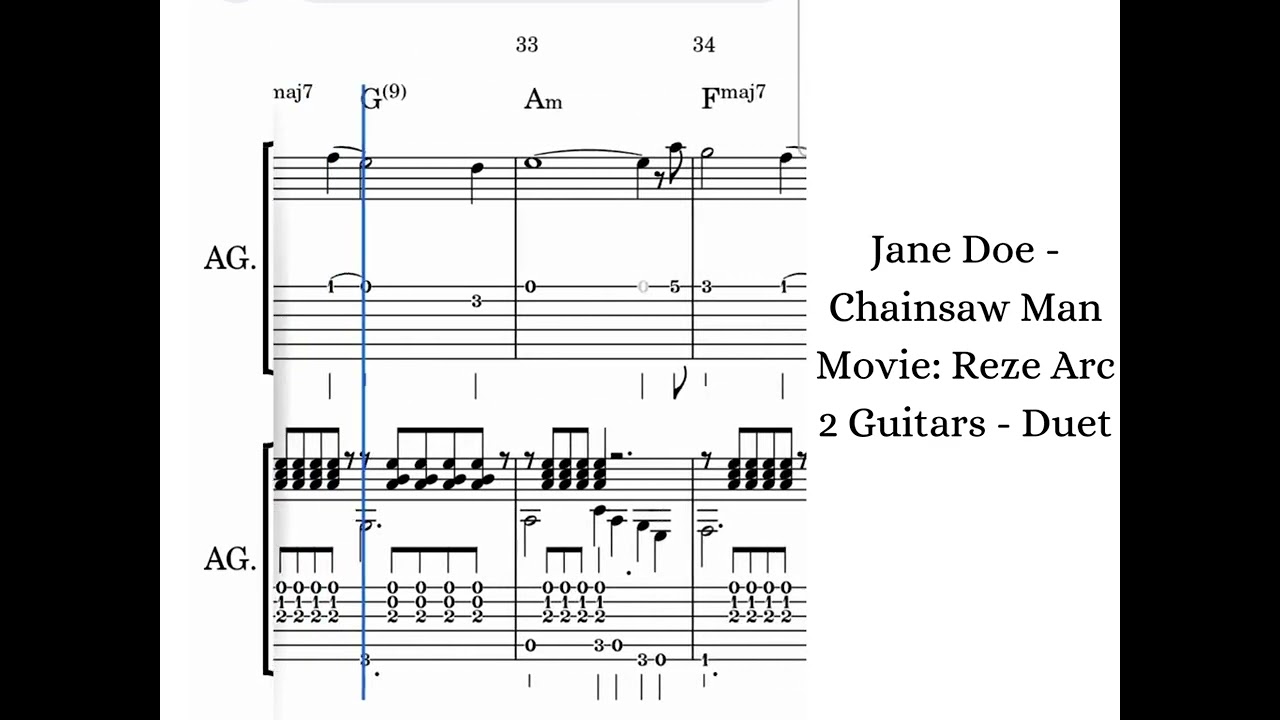Jane Doe - Chainsaw Man - The Movie: Reze Arc | 2 Guitars - Duet Notes