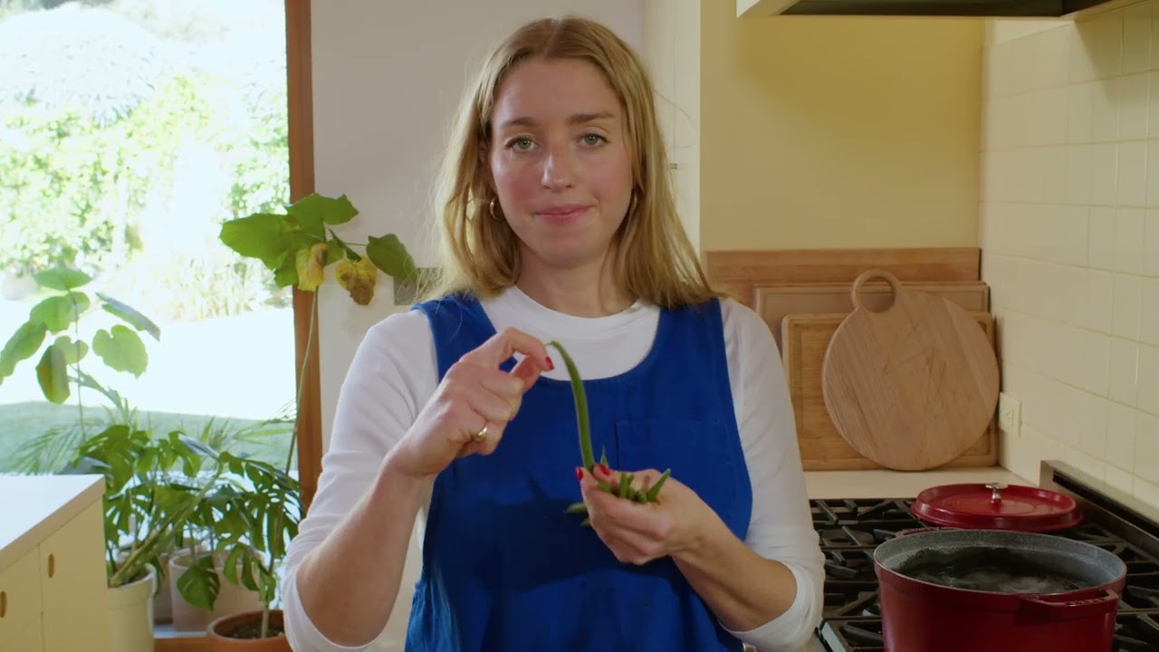 Cold & Crunchy Green Beans with Garlicky Pistachio Vinaigrette by Molly Baz
