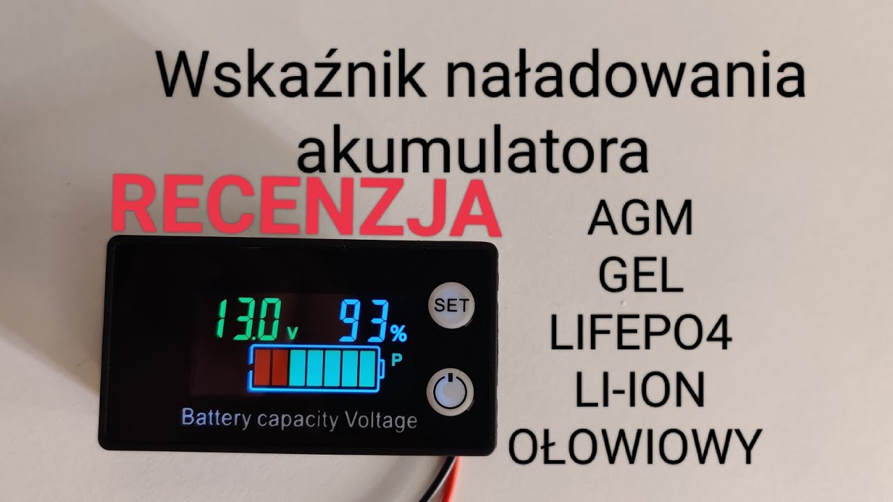 Wskaźnik naładowania akumulatora baterii Pb, Li-ion, LiFePo4. Recenzja