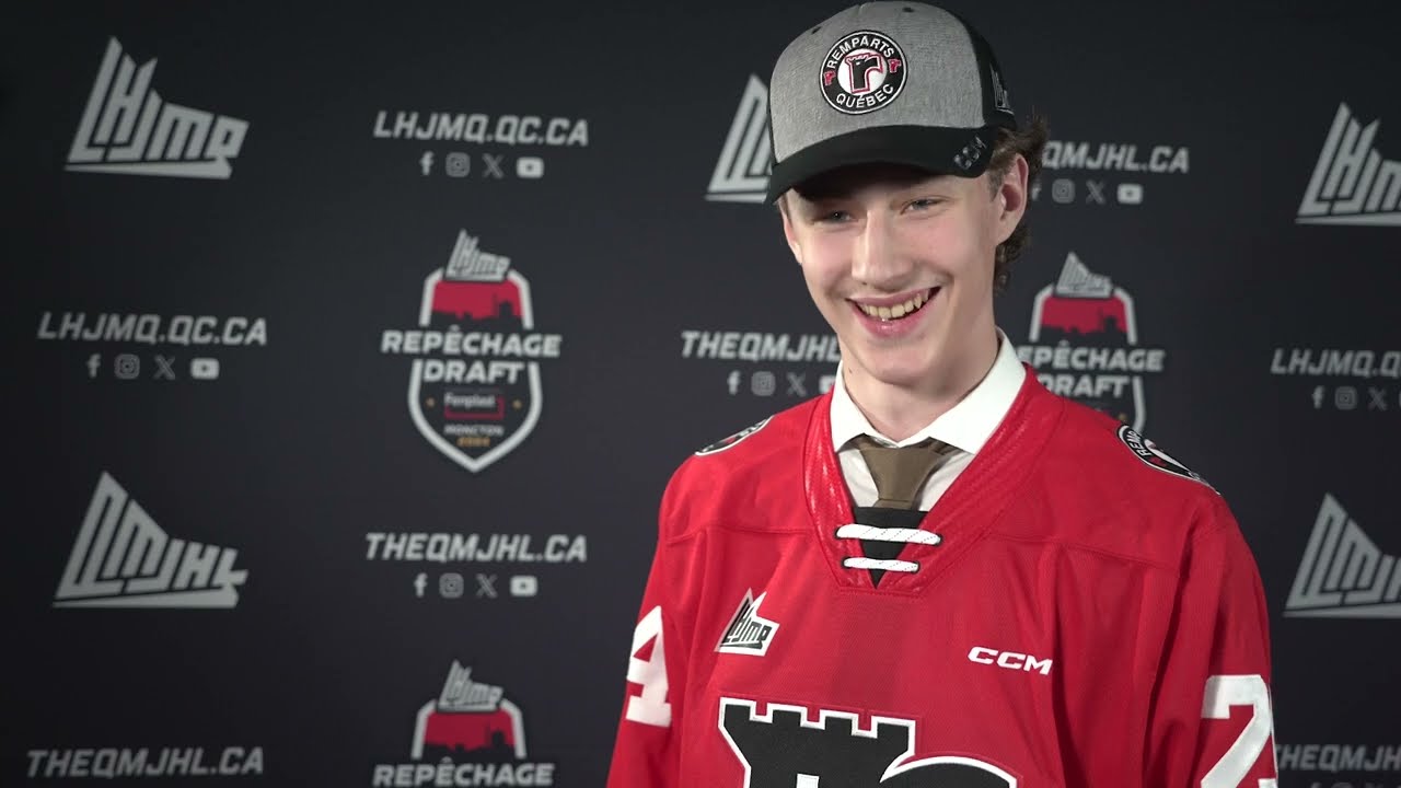 Repêchage LHJMQ 2024 : Maddox Dagenais après avoir été repêché par les Remparts de Québec