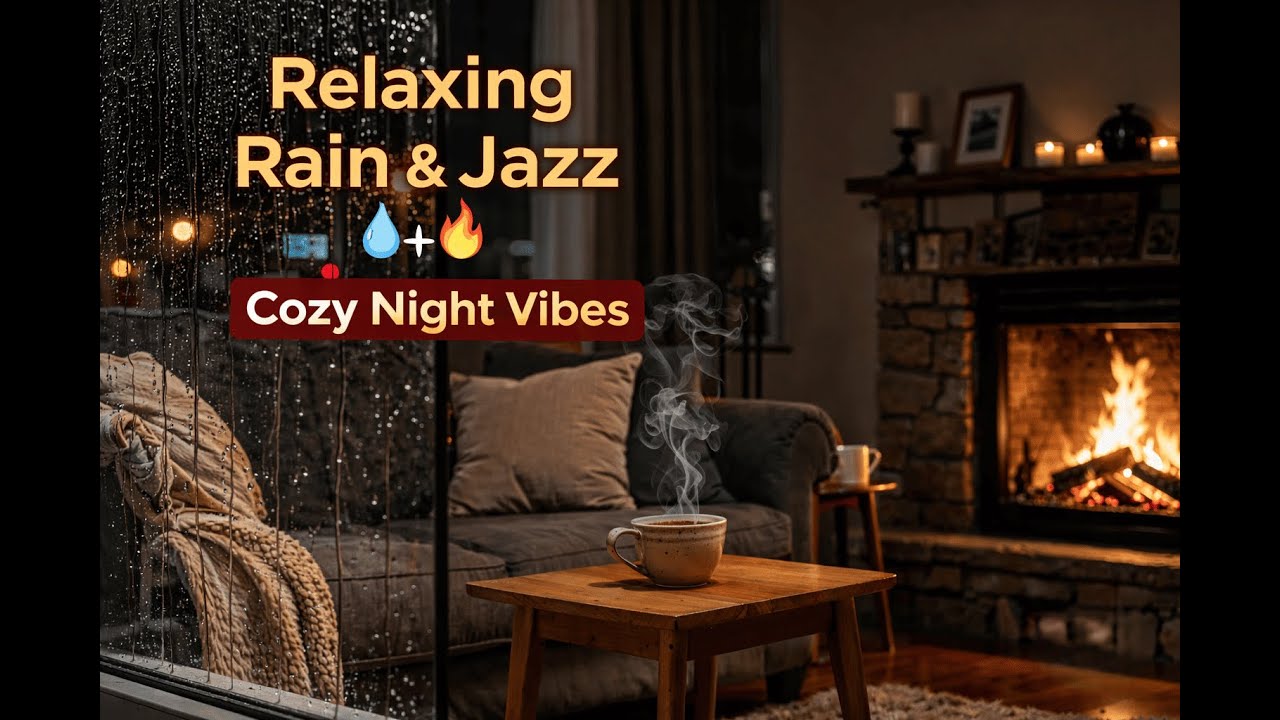 Relaxing Rain & Jazz LoFi – Cozy Night Vibes for Study, Focus & Sleep 🌧️🔥